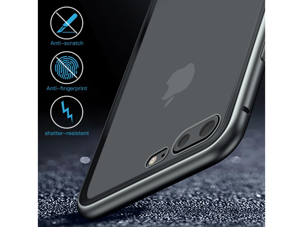 iPhone 7 Plus Alu Schutzhülle Glas Rückseite schwarz online