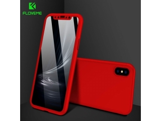 360 Grad Panzerglas Case iPhone XS Rundumschutz Floveme rot