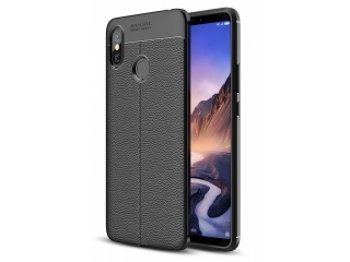 Xiaomi Mi Max 3 Leder Design Gummi Hülle TPU Cover schwarz