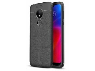 Motorola Moto G7 Power Leder Design Gummi Hülle TPU Cover schwarz