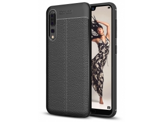 Huawei P20 Pro Leder Design Gummi Hülle TPU Cover schwarz