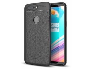 OnePlus 5T Leder Design Gummi Hülle TPU Cover schwarz