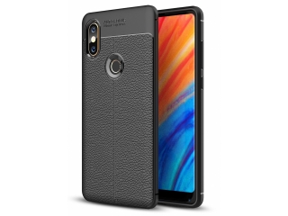 Xiaomi Mi Mix 2S Leder Design Gummi Hülle TPU Cover schwarz