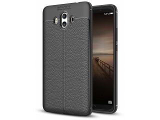 Huawei Mate 10 Leder Design Gummi Hülle TPU Cover schwarz