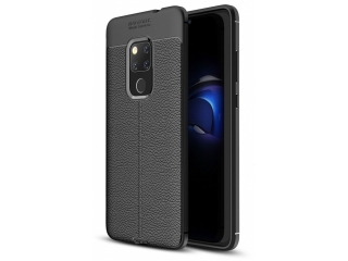 Huawei Mate 20 Leder Design Gummi Hülle TPU Cover schwarz