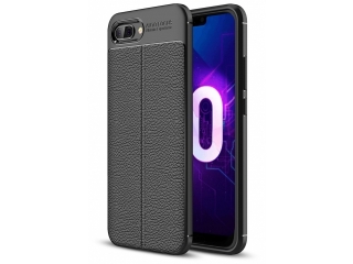 Honor 10 Leder Design Gummi Hülle TPU Cover schwarz