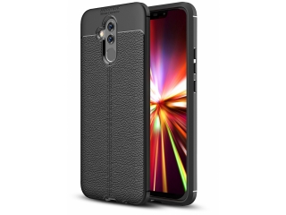 Huawei Mate 20 Lite Leder Design Gummi Hülle TPU Cover schwarz