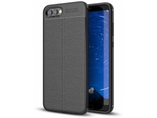 Honor View 10 Leder Design Gummi Hülle TPU Cover schwarz