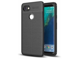 Google Pixel 2 XL Leder Design Gummi Hülle TPU Cover schwarz