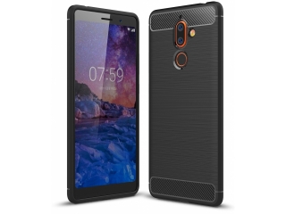 Nokia 7 Plus Carbon Gummi Hülle TPU Case schwarz