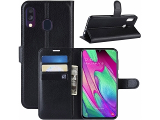 Samsung Galaxy A40 Lederhülle Portemonnaie Karten Etui schwarz