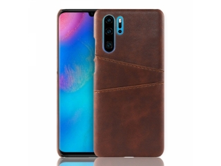 CardCaddy Huawei P30 Pro Leder Backcase mit Kartenfächern braun