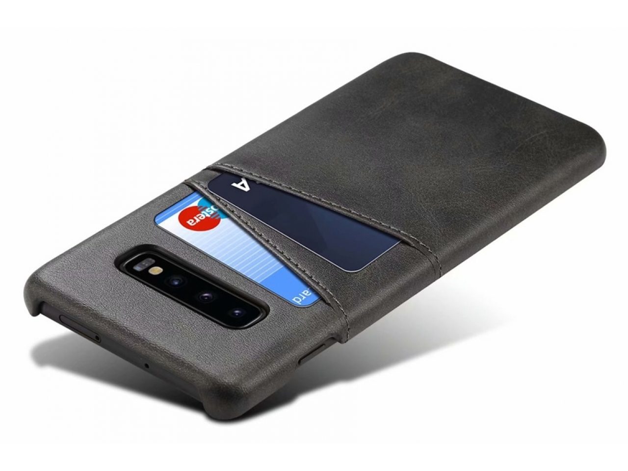 Samsung Galaxy S10+ Leder Case Hülle für Bank Kreditkarten schwarz ...