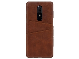 CardCaddy OnePlus 7 Pro Leder Backcase mit Kartenfächern braun