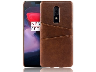 CardCaddy OnePlus 6T Leder Backcase mit Kartenfächern braun