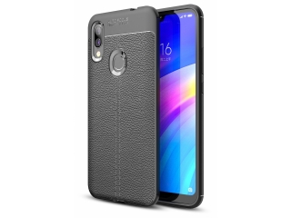 Xiaomi Redmi 7 Leder Design Gummi Hülle TPU Cover schwarz