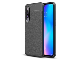 Xiaomi Mi 9 SE Leder Design Gummi Hülle TPU Cover schwarz