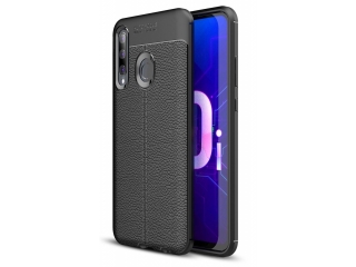 Huawei P Smart+ 2019 Leder Design Gummi Hülle TPU Cover schwarz