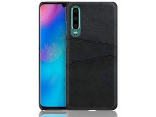 CardCaddy Huawei P30 Leder Backcase mit Kartenfächern schwarz