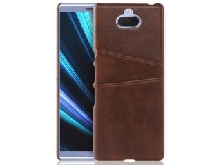 CardCaddy Sony Xperia 10 Leder Backcase mit Kartenfächern braun