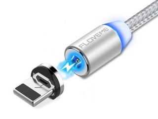 Floveme Insnap Magnetisches iPhone Lightning USB Ladekabel 1m silber