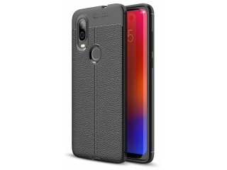 Motorola One Vision Leder Design Gummi Hülle TPU Cover schwarz