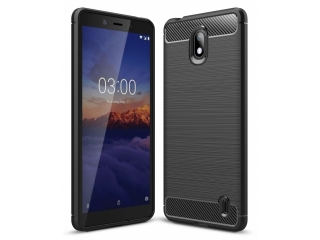 Nokia 1 Plus Carbon Gummi Hülle TPU Case schwarz