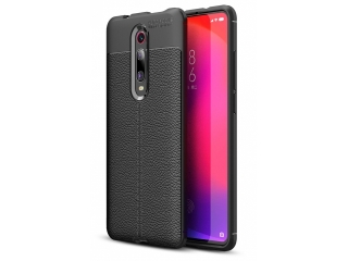 Xiaomi Mi 9T Leder Design Gummi Hülle TPU Cover schwarz