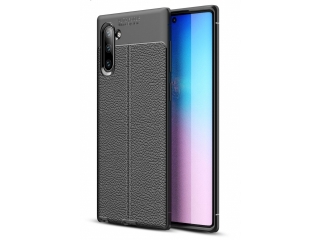 Samsung Galaxy Note10 Leder Design Gummi Hülle TPU Cover schwarz