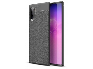 Samsung Galaxy Note10+ Leder Design Gummi Hülle TPU Cover schwarz