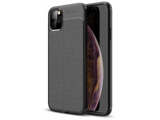 Apple iPhone 11 Pro Max Leder Design Gummi Hülle TPU Cover schwarz