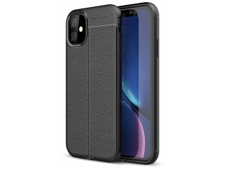 Apple iPhone 11 Leder Design Gummi Hülle TPU Cover schwarz