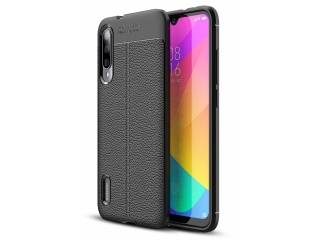 Xiaomi Mi A3 Leder Design Gummi Hülle TPU Cover schwarz