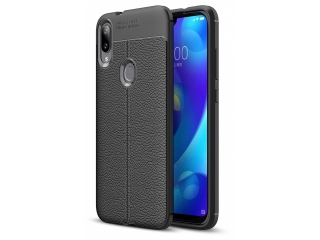 Xiaomi Mi Play Leder Design Gummi Hülle TPU Cover schwarz