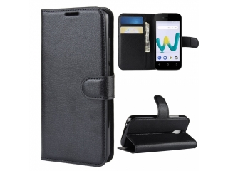 Wiko Sunny 3 Mini Lederhülle Portemonnaie Karten Etui schwarz