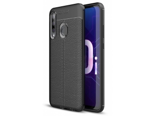 Honor 20 Lite Leder Design Gummi Hülle TPU Cover schwarz