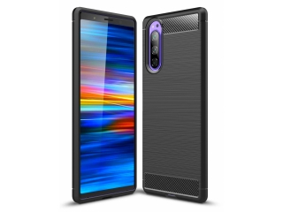 Sony Xperia 5 Carbon Gummi Hülle TPU Case schwarz