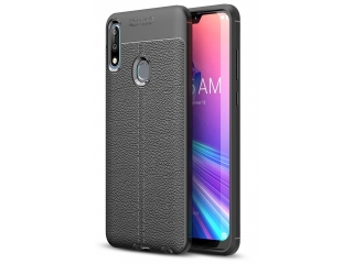 Asus Zenfone Max Pro M2 Leder Design Gummi Hülle TPU Cover schwarz