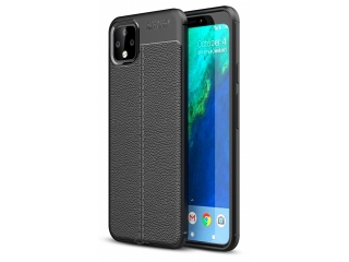 Google Pixel 4 XL Leder Design Gummi Hülle TPU Cover schwarz