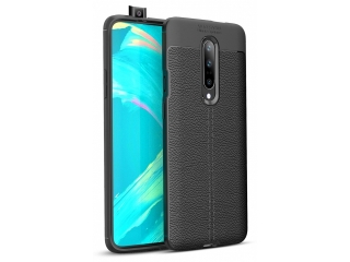 OnePlus 7 Leder Design Gummi Hülle TPU Cover schwarz