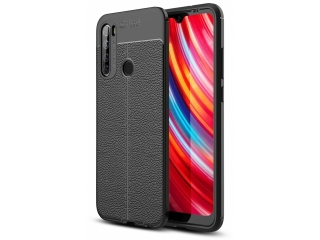 Xiaomi Redmi Note 8T Leder Design Gummi Hülle TPU Cover schwarz