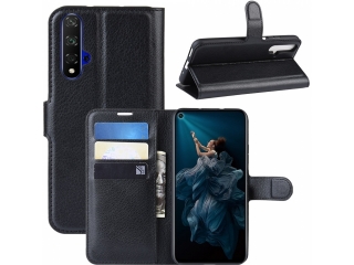 Huawei Nova 5T Lederhülle Portemonnaie Karten Etui schwarz