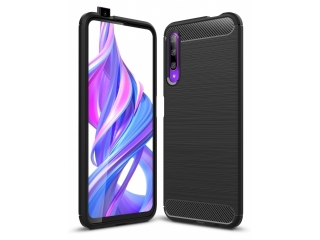 Honor 9X Carbon Gummi Hülle TPU Case schwarz