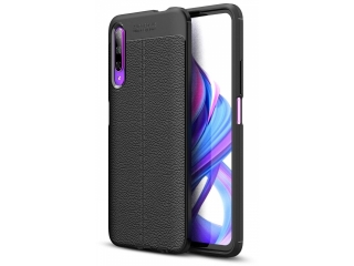 Honor 9X Leder Design Gummi Hülle TPU Cover schwarz