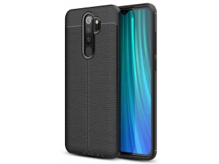 Xiaomi Redmi Note 8 Pro Leder Design Gummi Hülle TPU Cover schwarz