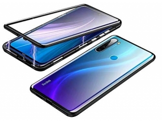 Xiaomi Redmi Note 8 Alu Magnetic Glass Case Panzerglas Vorne & Hinten schwarz