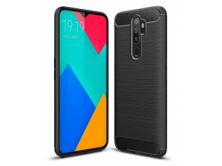 Oppo A9 2020 Carbon Gummi Hülle TPU Case schwarz