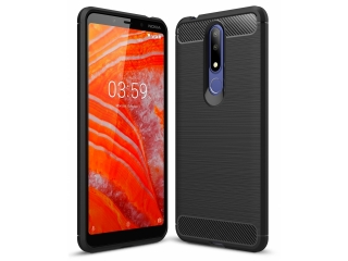 Nokia 3.1 Plus Carbon Gummi Hülle TPU Case schwarz