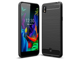 LG K20 Carbon Gummi Hülle TPU Case schwarz