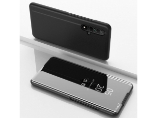 Huawei Nova 5T Flip Cover Clear View Case transparent schwarz